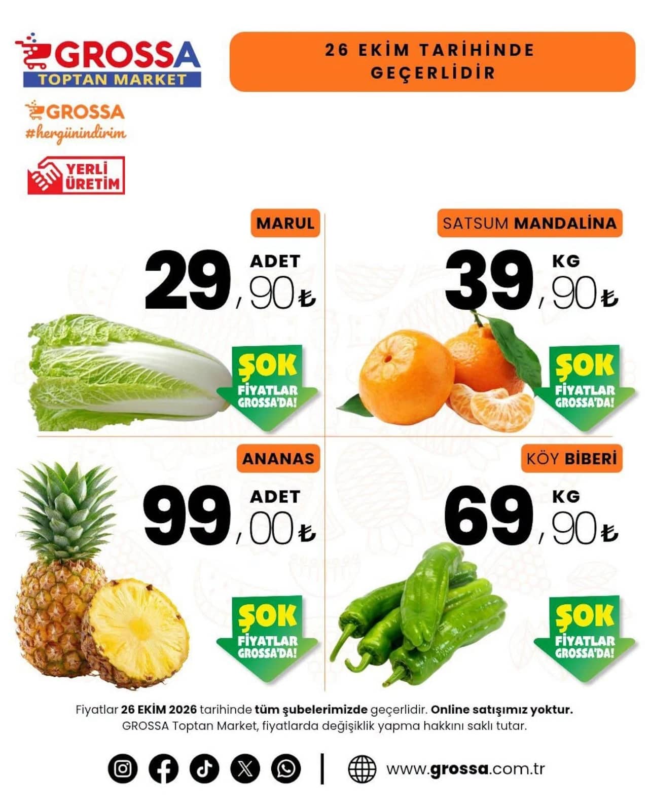 Grossa Toptan Market - Manav İndirim Broşürü 26 - 26 Ekim 2026 - Sayfa 1