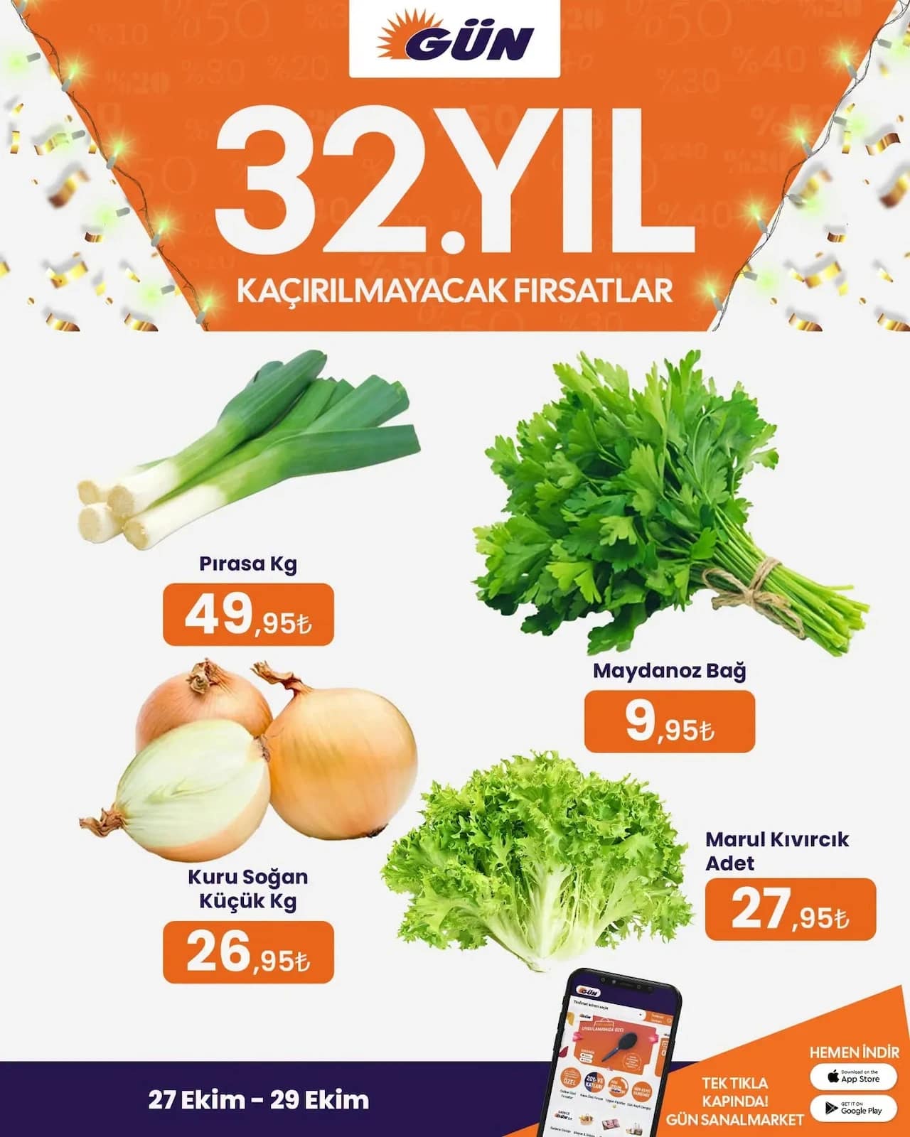 Gün Süpermarket - Manav İndirim Broşürü 27 - 29 Ekim 2026 - Sayfa 1