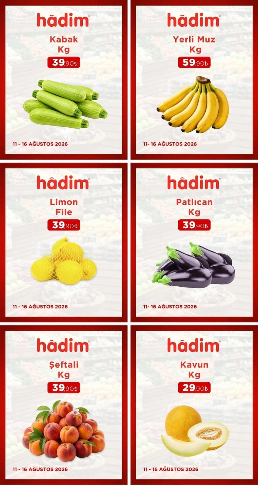 Hadim AVM - Manav İndirimleri 11 - 16 Ağustos 2026 - Sayfa 1