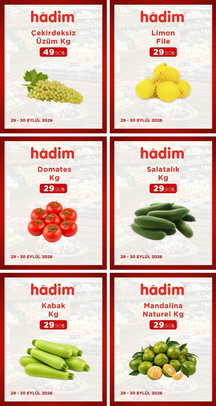 Hadim AVM - Manav İndirimleri 29 - 30 Eylül 2026 - Sayfa 1