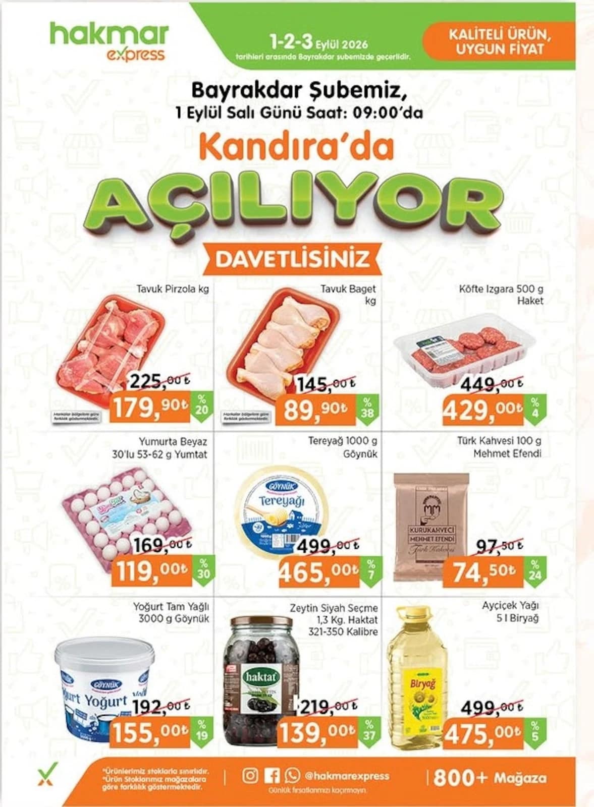 Hakmar Express - Kandıra/Bayrakdar Mağazası Açılış İndirim Broşürü 01 - 03 Eylül 2026 - Sayfa 1