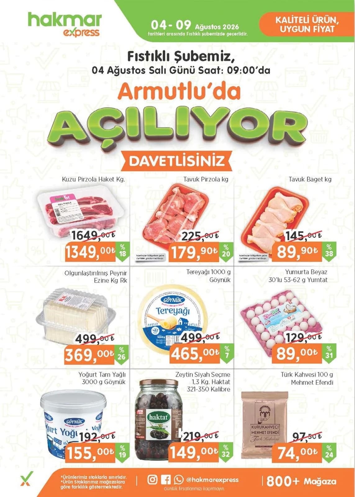 Hakmar Express - Armutlu/Fıstıklı Mağazası Açılış İndirim Broşürü 04 - 09 Ağustos 2026 - Sayfa 1