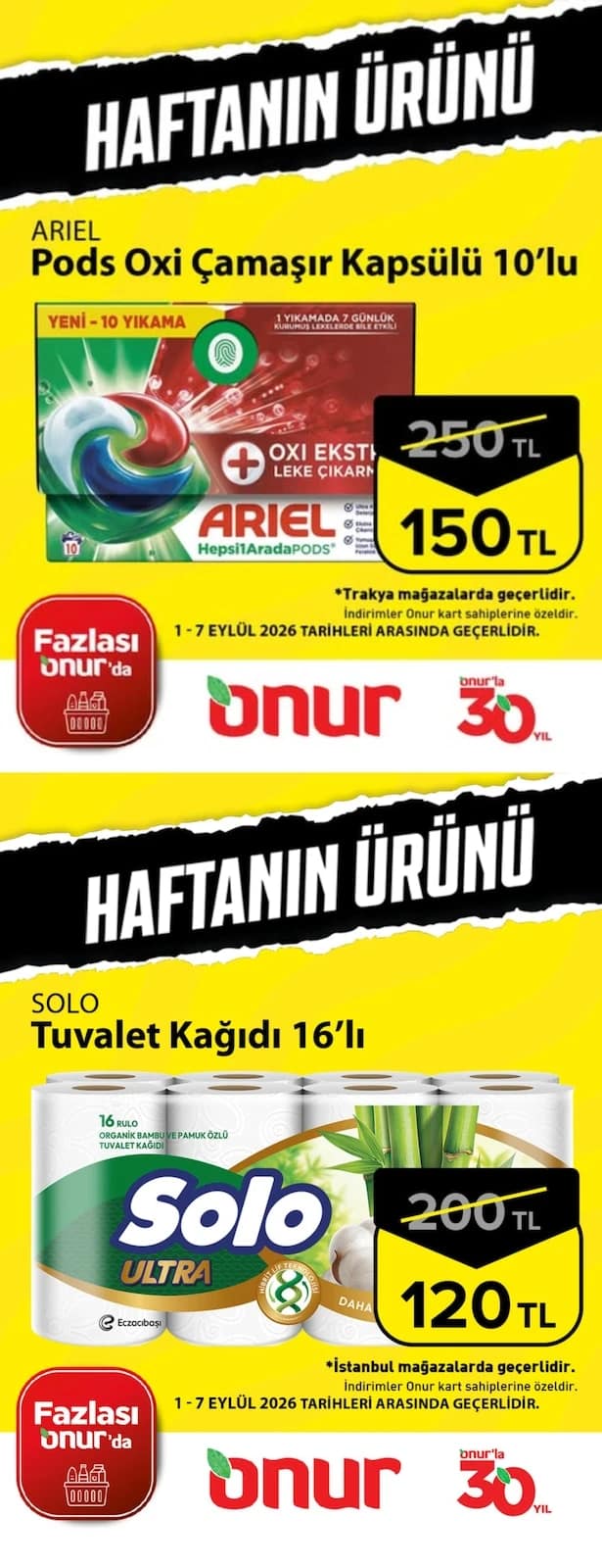 Onur Market - Haftanın Ürünü 01 - 07 Eylül 2026 - Sayfa 1