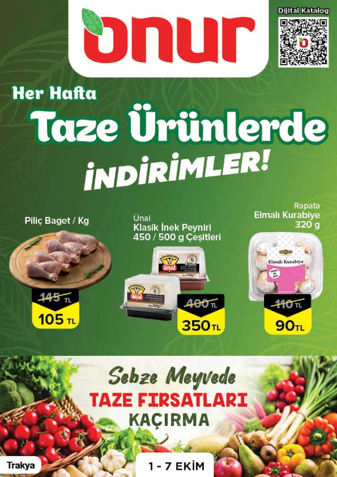 Onur Market - İndirim Broşürü - İstanbul, Trakya 01 - 07 Ekim 2026