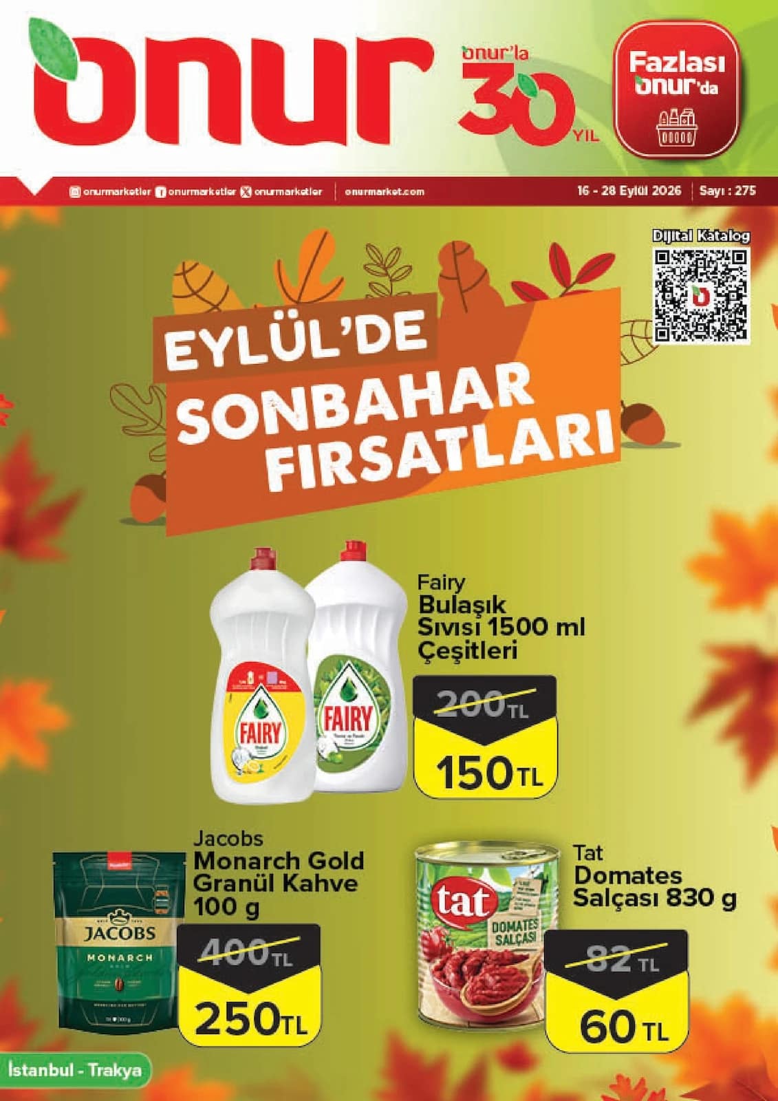 Onur Market - İndirim Broşürü - İstanbul, Trakya 16 - 28 Eylül 2026 - Sayfa 1