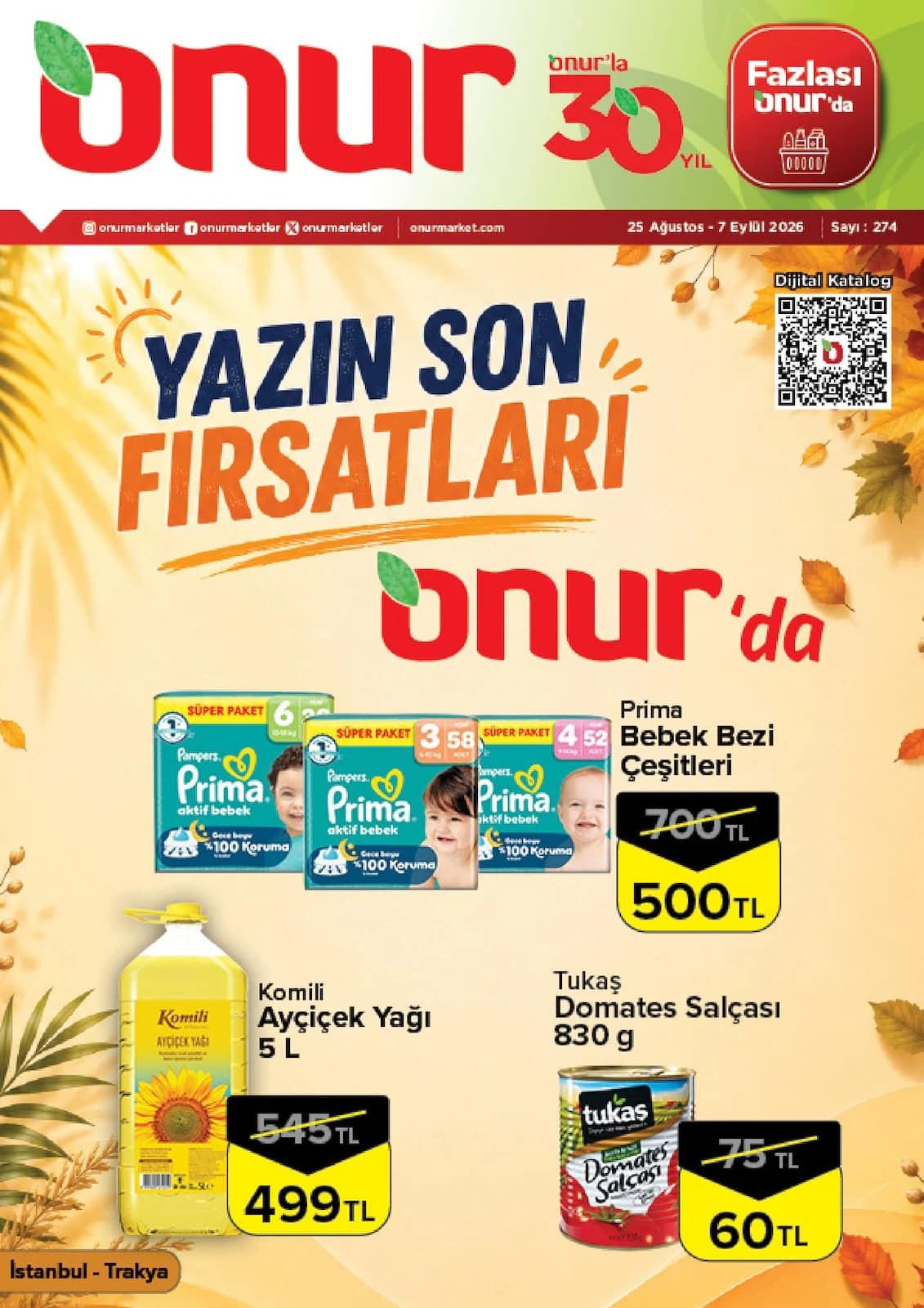 Onur Market - İndirim Broşürü - İstanbul, Trakya 25 Ağustos - 07 Eylül 2026