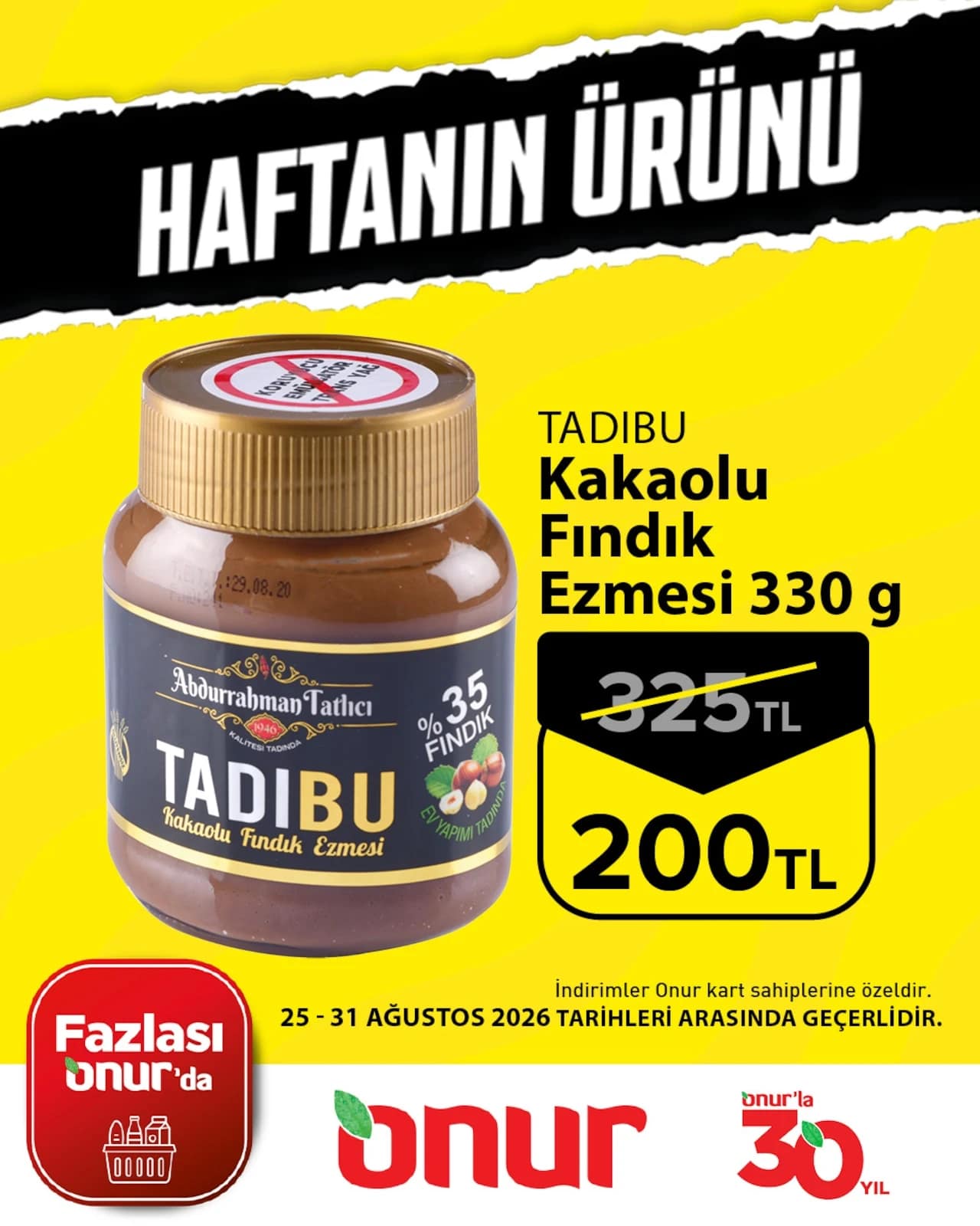 Onur Market - Haftanın Ürünü 25 - 31 Ağustos 2026 - Sayfa 1