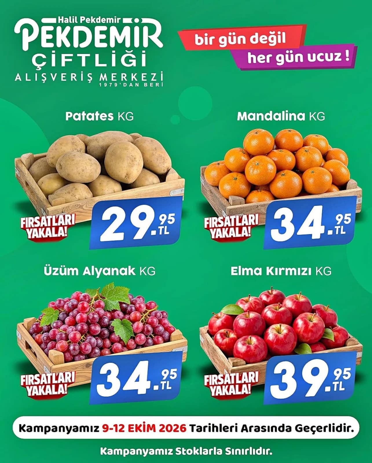 Pekdemir Market - Manav İndirimleri 09 - 12 Ekim 2026
