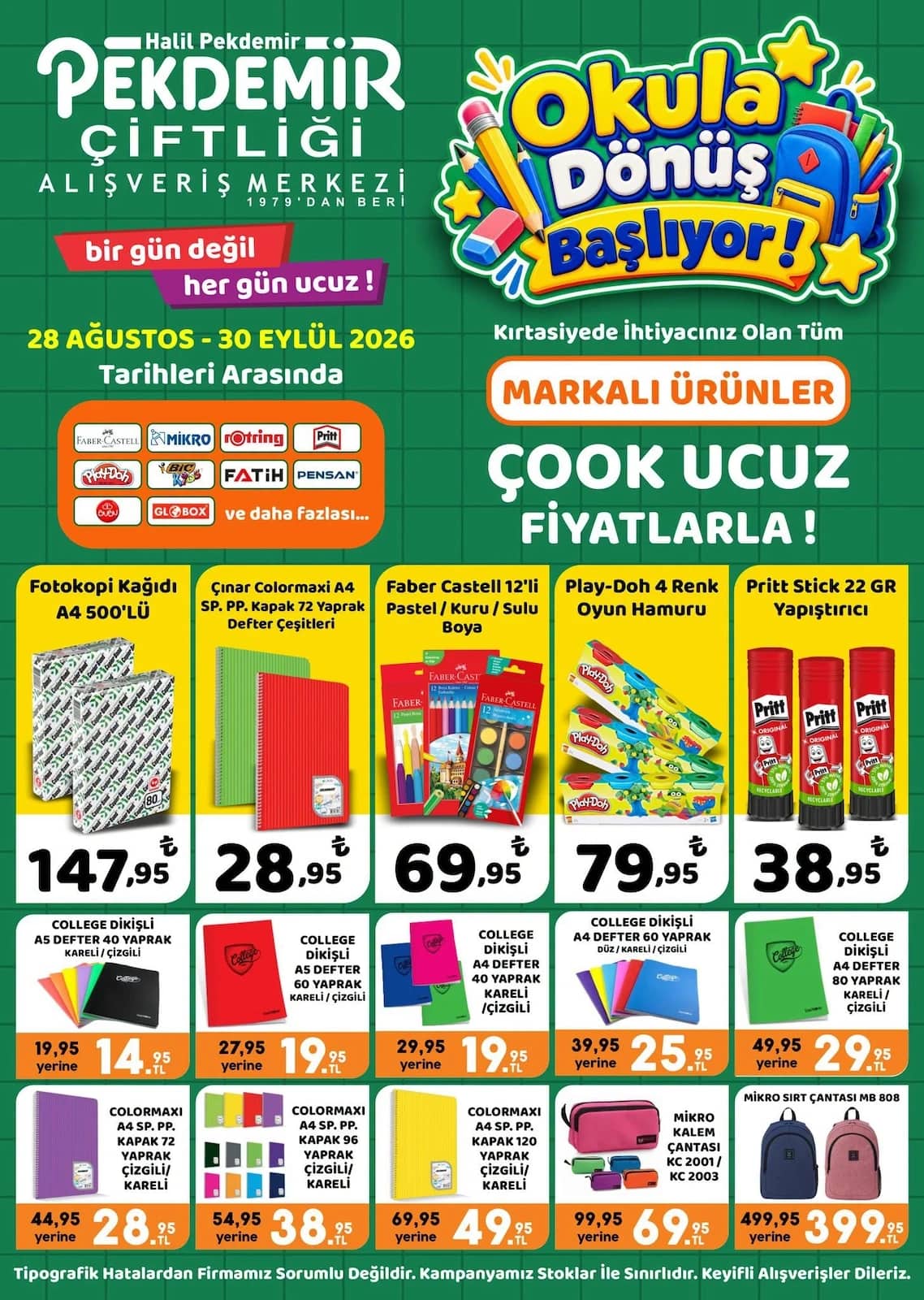 Pekdemir Market - Okul Alışverişi 28 Ağustos - 30 Eylül 2026