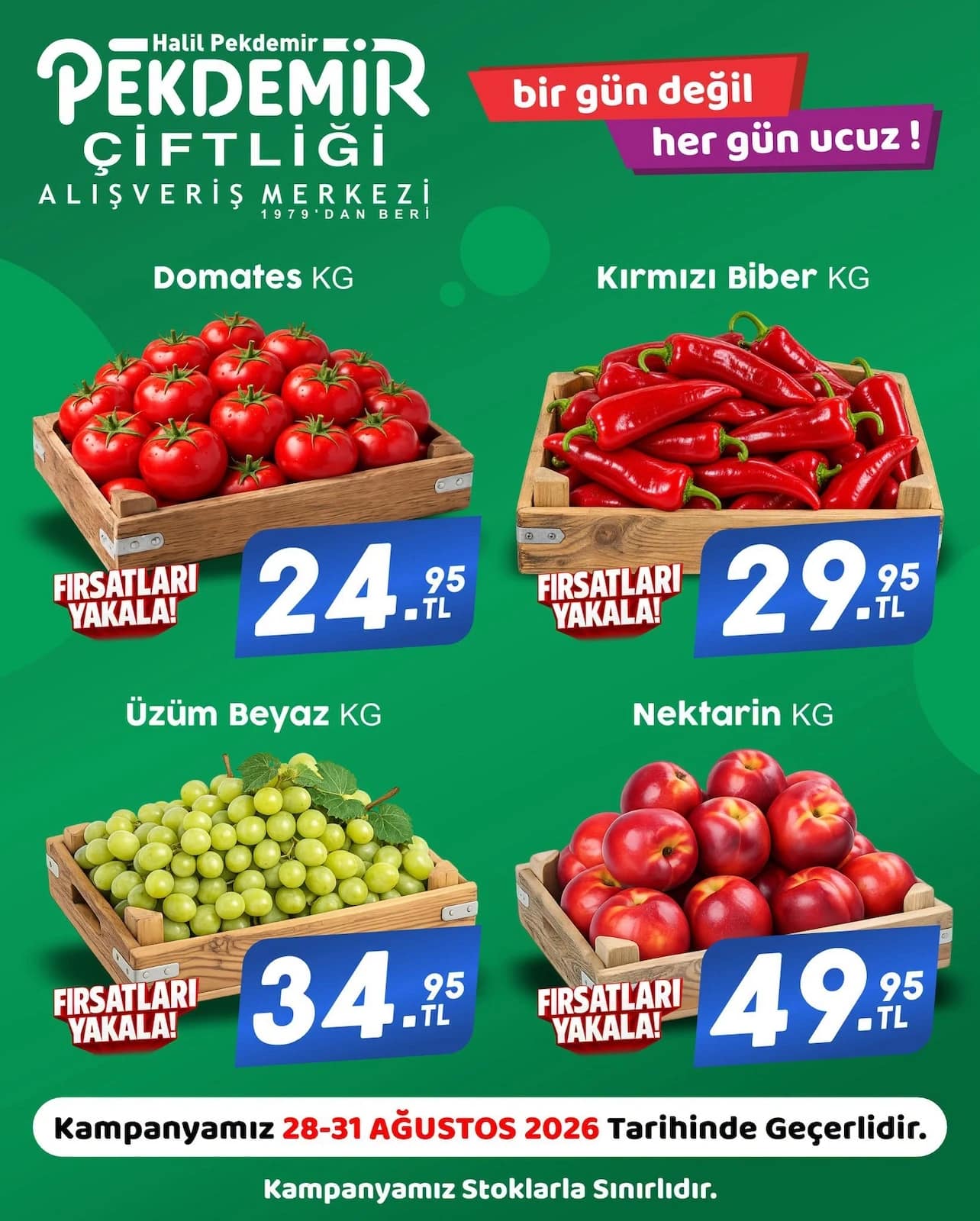 Pekdemir Market - Manav İndirimleri 28 - 31 Ağustos 2026