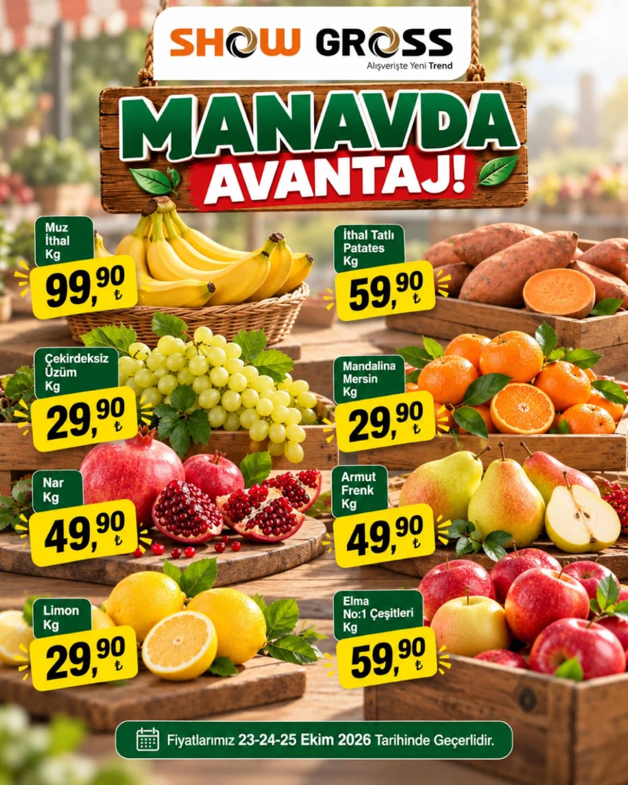Show Gross - Manav İndirim Broşürü 23 - 25 Ekim 2026 - Sayfa 1