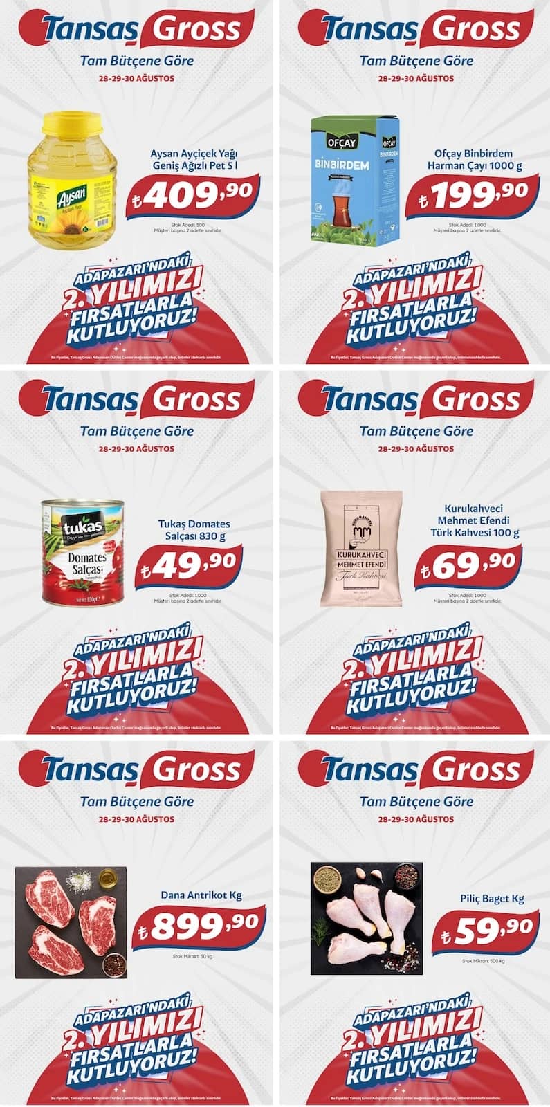 Tansaş Gross - İndirimli Ürünler 28 - 30 Ağustos 2026