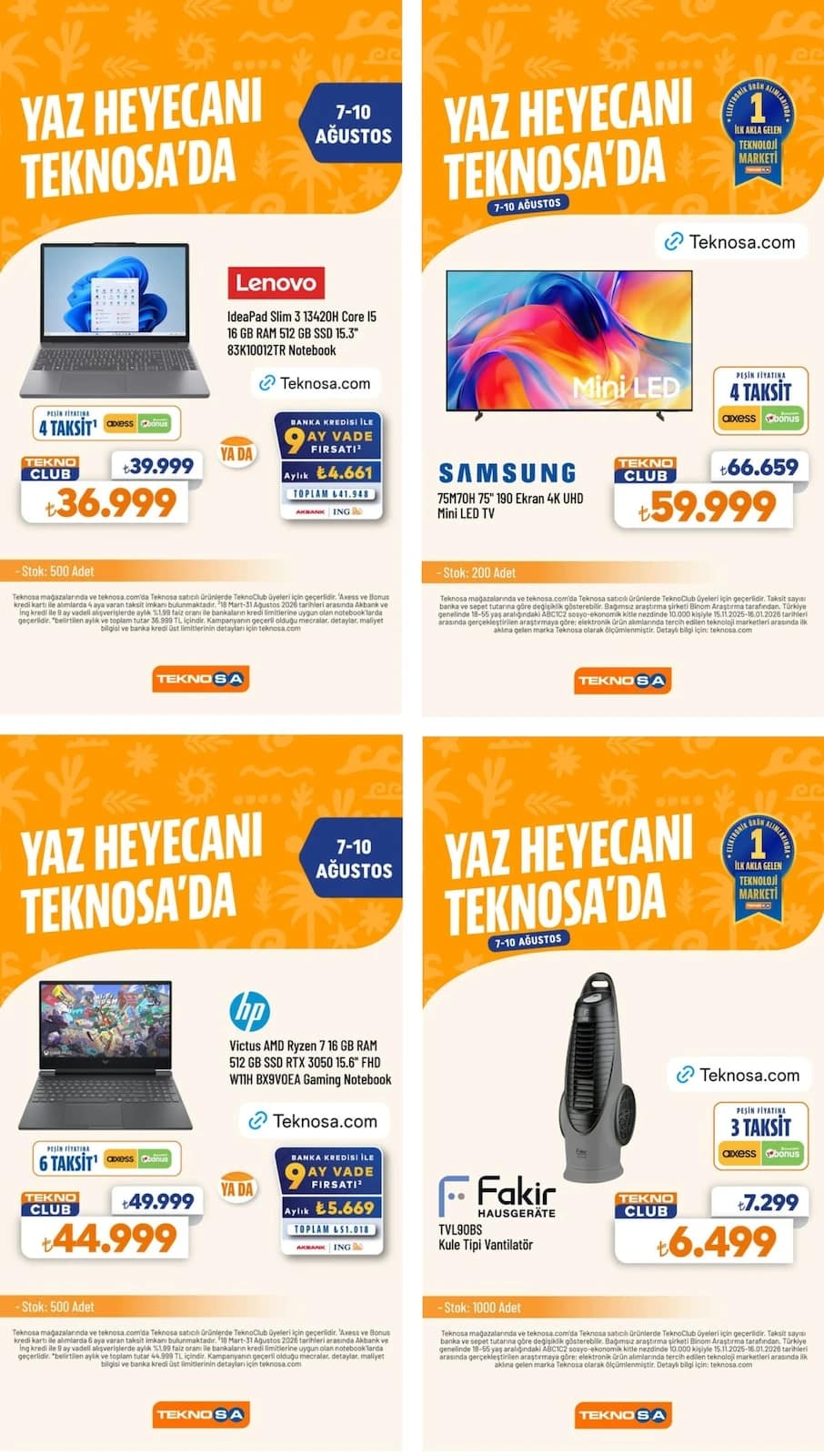 Teknosa - İndirim Broşürü 07 - 10 Ağustos 2026 - Sayfa 1