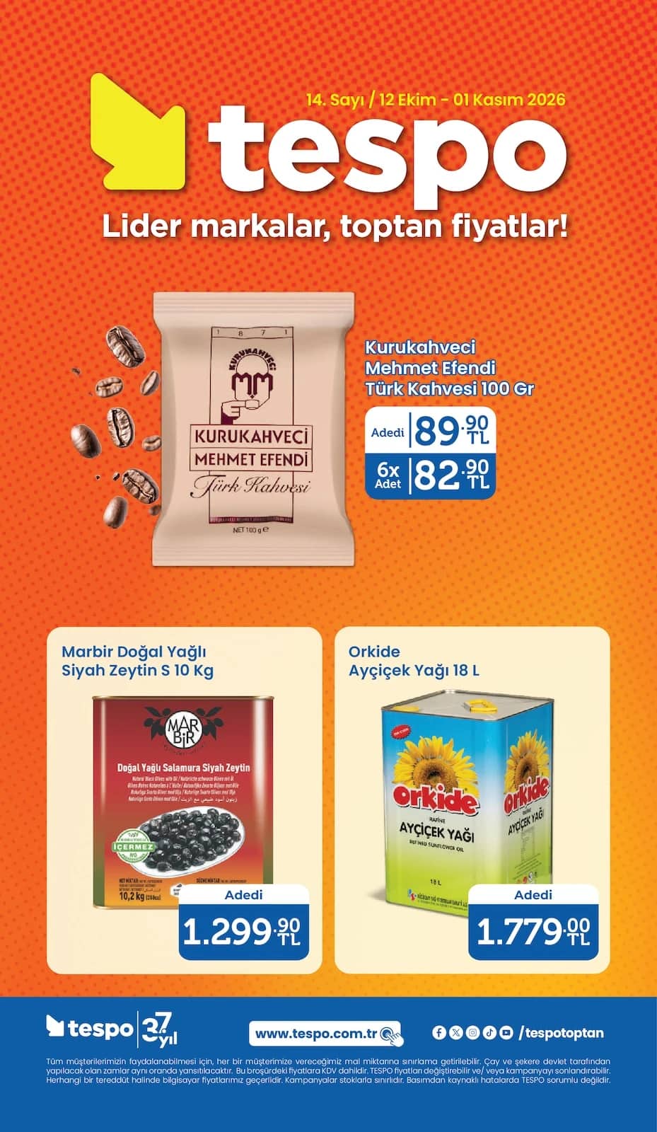 Tespo Toptan Market - İndirim Broşürü 12 Ekim - 01 Kasım 2026