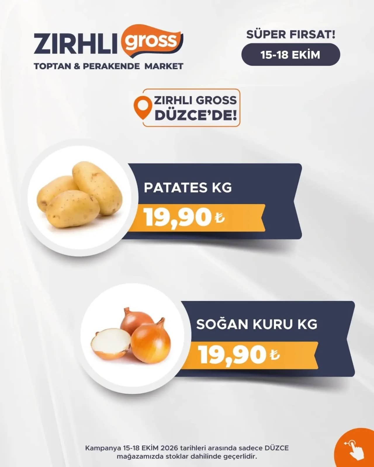 Zırhlı Toptan Market - Düzce Şubesi'ne Özel İndirim Broşürü 15 - 18 Ekim 2026 - Sayfa 1
