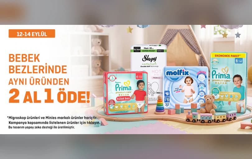 Bebek Bezlerinde Aynı Üründen 2 Al 1 Öde