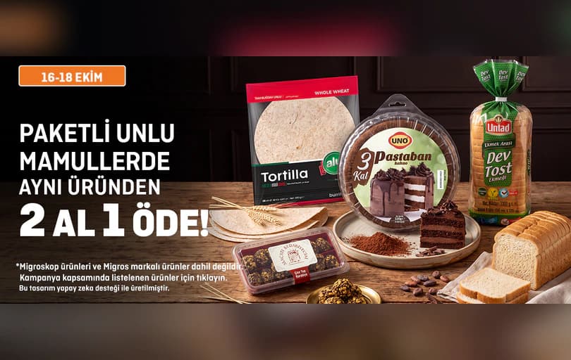 Paketli Unlu Mamullerde 2 Al 1 Öde