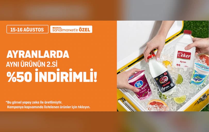 Ayranlarda Aynı Ürünün 2.si %50 İndirimli