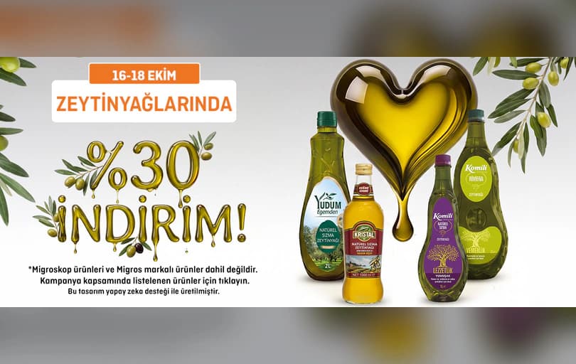 Zeytinyağlarında %30 İndirim