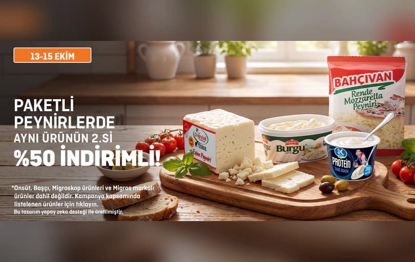 Paketli Peynirlerde İkincisi %50 İndirimli