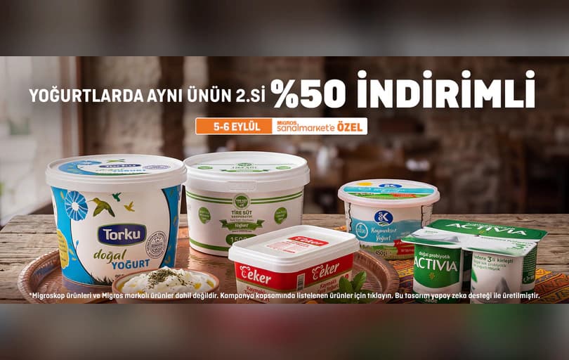 Yoğurtlarda Aynı Ürünün 2.%50 İndirimli