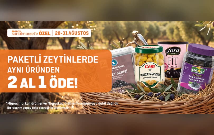 Paketli Zeytinlerde Aynı Üründen 2 Al 1 Öde