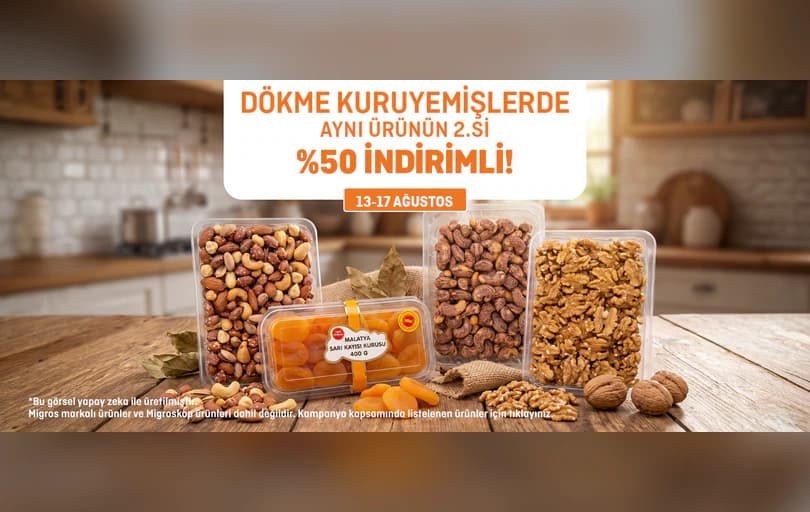 Şeffaf Paketli Kuruyemişlerde 2.si %50 İndirimli!