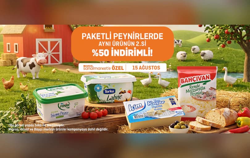 Paketli Peynirlerde Aynı Ürünün 2.si %50 İndirimli!