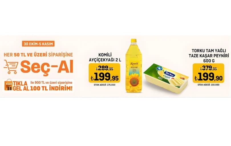 30 Ekim–5 Kasım Seç Al Kampanyası Torku Taze Kaşar Peynir 199 TL!