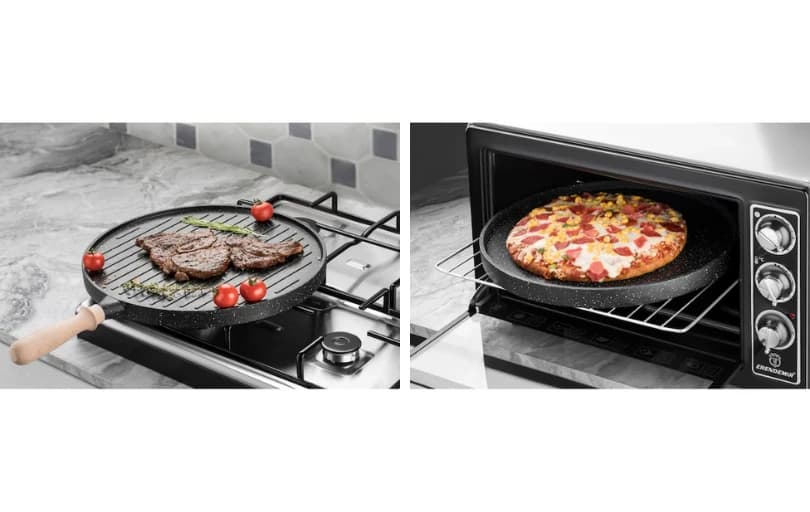 36cm Çift Taraflı Granit Döküm Gözleme Bazlama Izgara Gril Tava 388 ₺
