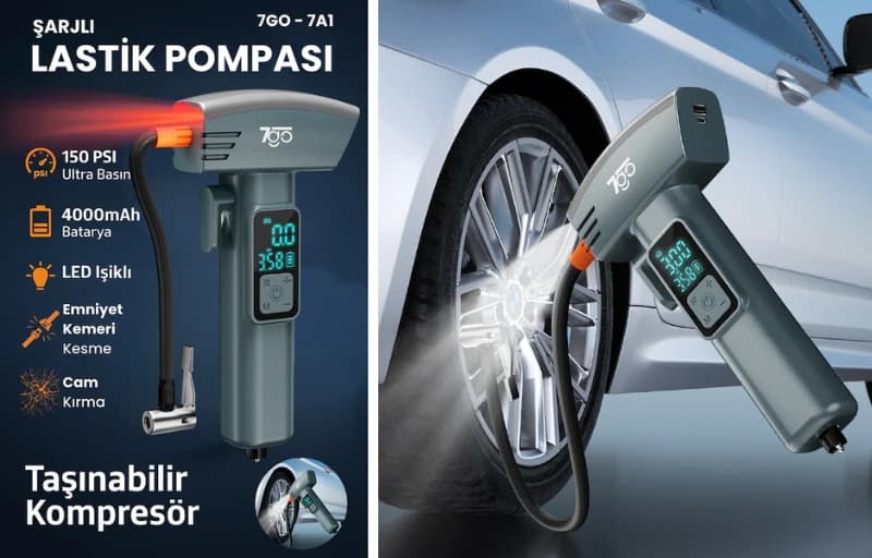 7GO 7A1 Taşınabilir Hava Pompası Sepette 675 TL!