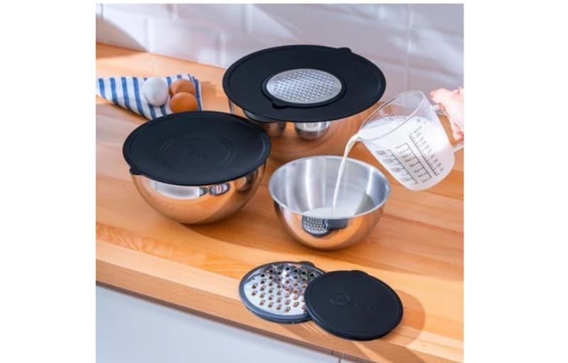 Acar Karat Çelik 9 Parça Rendeli Karıştırma Kabı - 16/20/24 Cm 🏷️ 699 TL