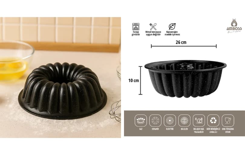 Amboss Alya Döküm Kek Kalıbı Yanmaz Yapışmaz 299 TL