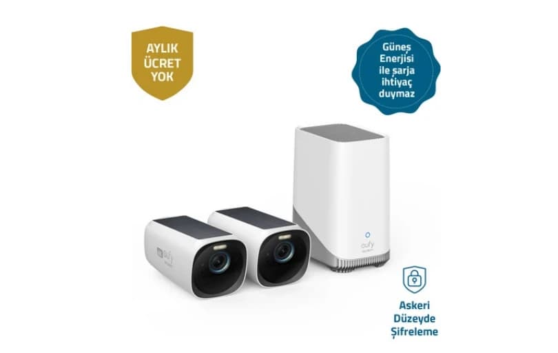 Anker Eufy Security Eufycam 3 Kablosuz Akıllı Güvenlik Ve 4K Kamera Sistemi 2 Kamera 1 Ana Ünite Kiti - T8871