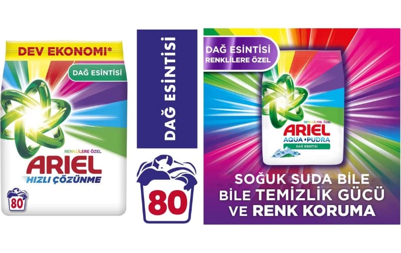 Ariel Dağ Esintisi Renklilere Özel 12 Kg Toz Çamaşır Deterjanı - 498 TL (2'li Alımda 423 TL)