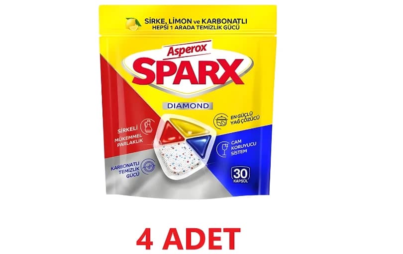 Asperox Sparx Bulaşık Makinesi Kapsül 30 Yıkama Yerli Üretim 4 Adet 620,00 TL(Tek Paket 155 TL’ye Denk Geliyor)