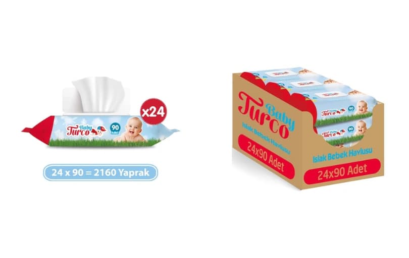 Baby Turco Klasik 90 Yaprak 24'lü Paket Islak Havlu Mendil 396 ₺ (Adet Fiyatı 16,5)