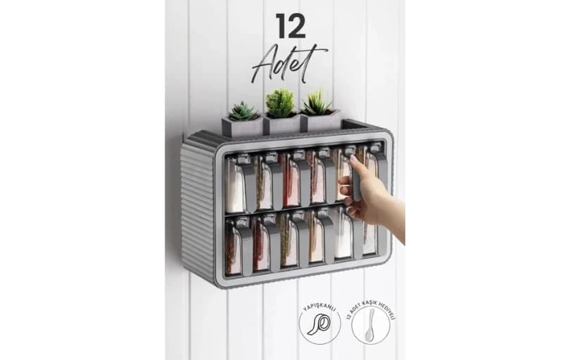 Baroness 12 Li Standlı Kendinden Yapışkanlı Kapaklı Kaşıklı Baharatlık Takımı 509tl (6 Ayın En Düşük Fiyatı)