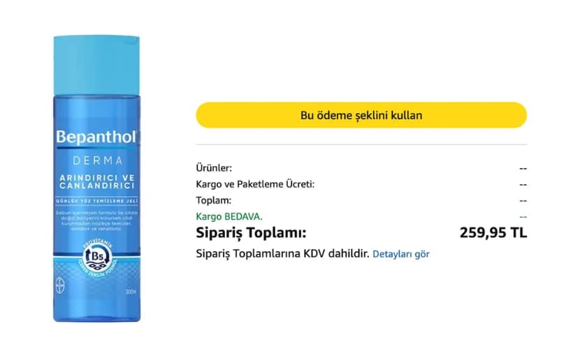 Bepanthol Yüz Temizleme Jeli 259₺ 2 Adet Alımda 207₺ (Kargo Ücretsiz)