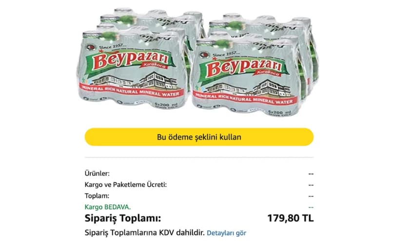 Beypazarı Doğal Maden Suyu 24 x 200ml 179,80₺