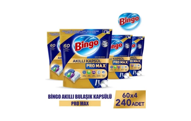 Bingo Akıllı Kapsül Pro Max Bulaşık Makinesi Deterjanı Tableti 240 Adet 823 Tl
