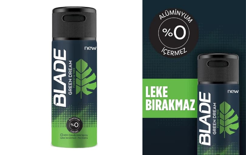 Blade Deodorant 150ml 87 TL (5 Adet Alımda 67 TL)