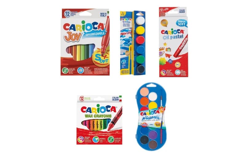 Carioca Okul Boyama Seti 5'Li (Sulu Boya 12'Li - Wax Crayon 12'Li - Yağlı Pastel 12'Li- Joy Keçeli 12'Li 298 TL