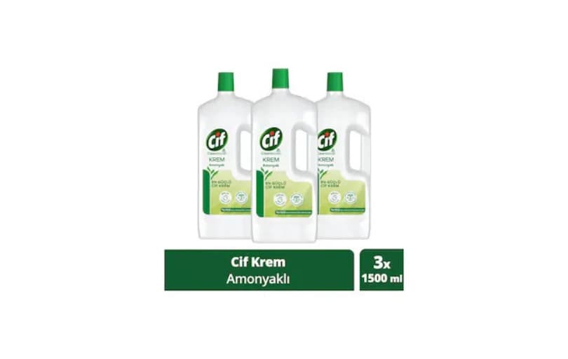 Cif Krem Amonyaklı Yüzey Temizleyici 3 X 1500 Ml 272tl (6 Ayın En Düşük Fiyatı)