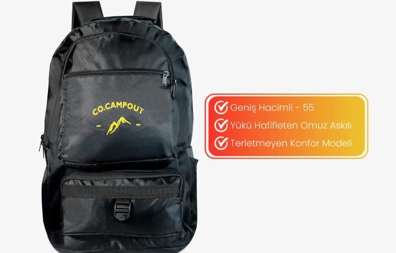 Co. Campout Çok Gözlü Sırt Çantası 299 TL (55 Litrelik Hacim)
