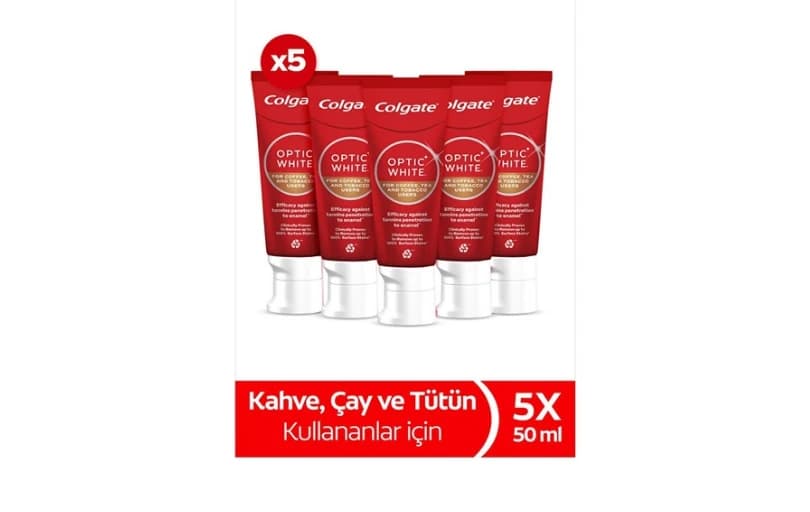 Colgate Optıc Whıte Kahve, Çay Ve Tütün Kullananlar İçin Diş Macunu 50ml X5 Adet 349₺