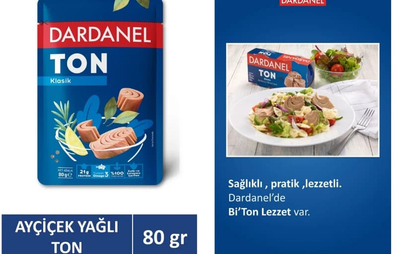 Dardanel Ayçiçek Yağlı Ton Balığı Poşet 80 Gr 54 TL