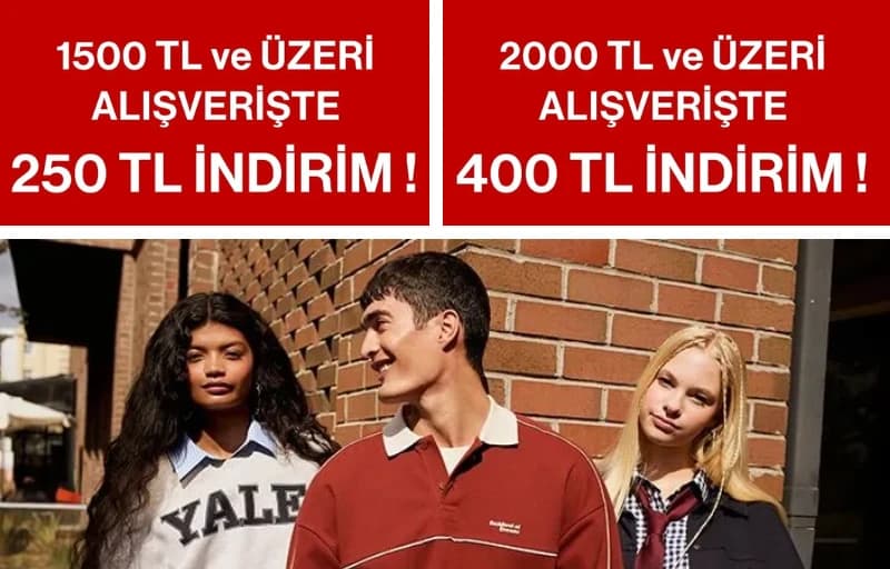 DeFacto'da 1.500 TL’ye 250 TL, 2.000 TL’ye 400 TL İndirim Fırsatı
