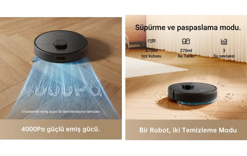 Dreame Bot D9 Max Robot Süpürge Vakum ve Paspas 7999 TL