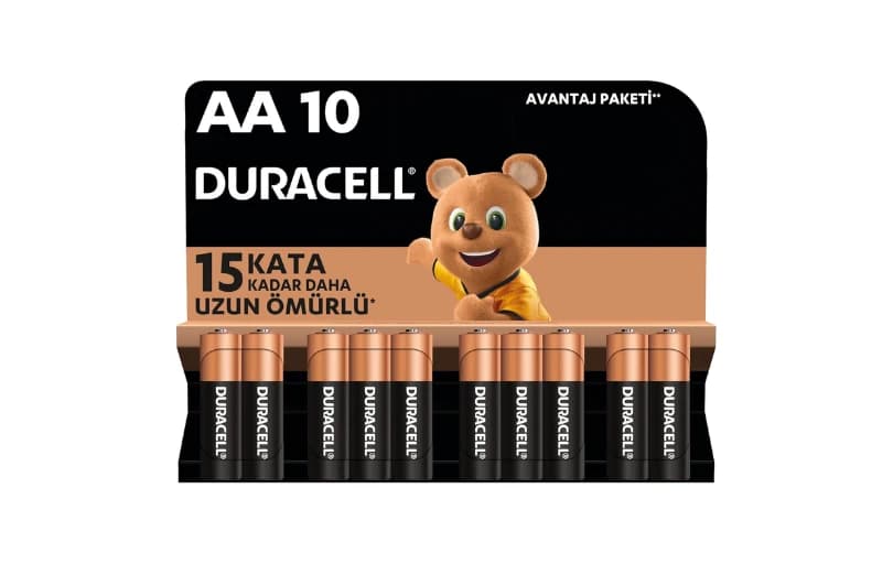 Duracell Alkalin AA Kalem Pil, 1,5 V 10’lu paket 260 TL